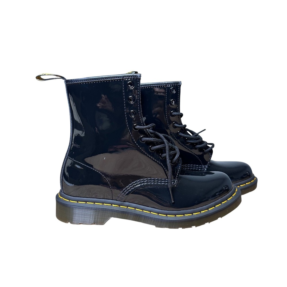 Dr. Martens 1460 Black Patent Lamper Leather 8-Eye Combat Boots Mens 8 Womens 9